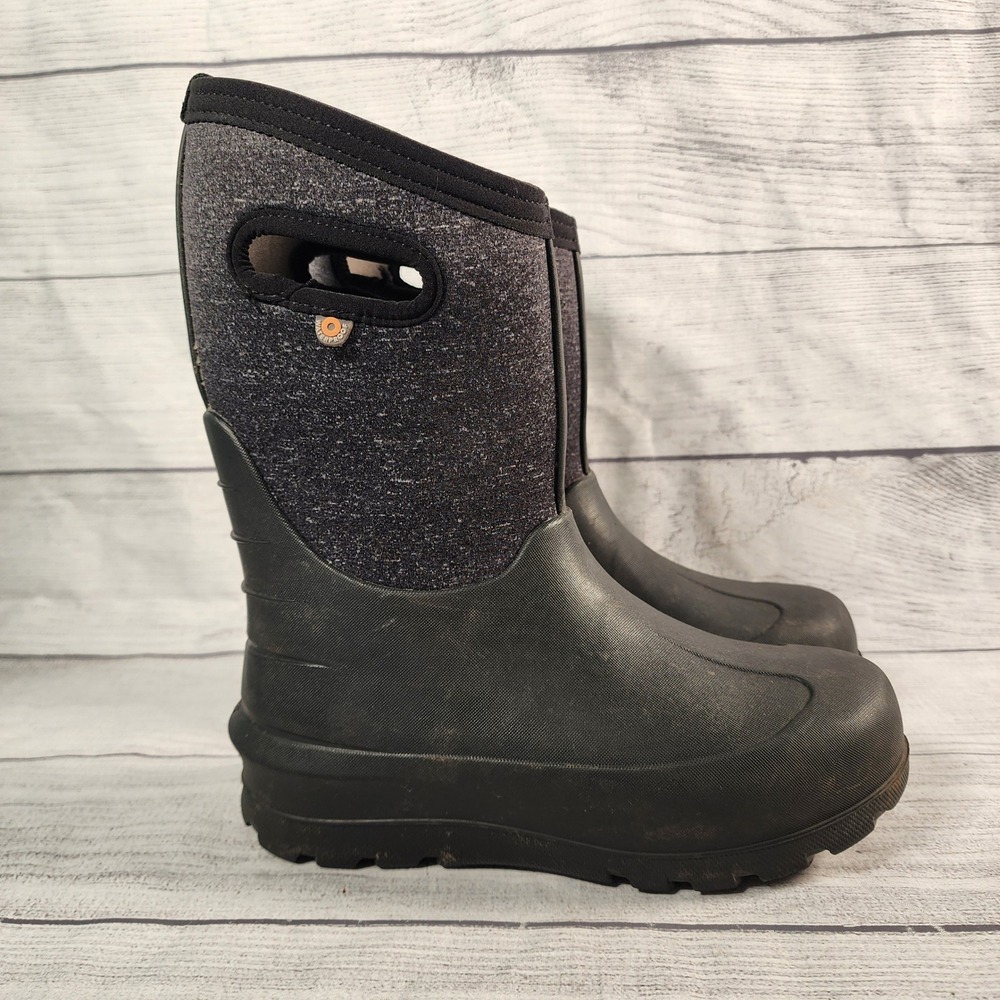 Bogs Kids Size 4 Neo-Classic Melange Waterproof Insulated Winter Boots Black